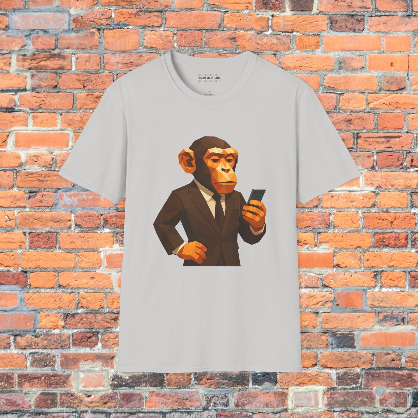Chimp Rizz Graphic Tee | Low Poly Monkey in a Suit - Cool Modern T-Shirt for Men | Geeky Casual Wear | Unique Gift for Him | Dadcore Humor
