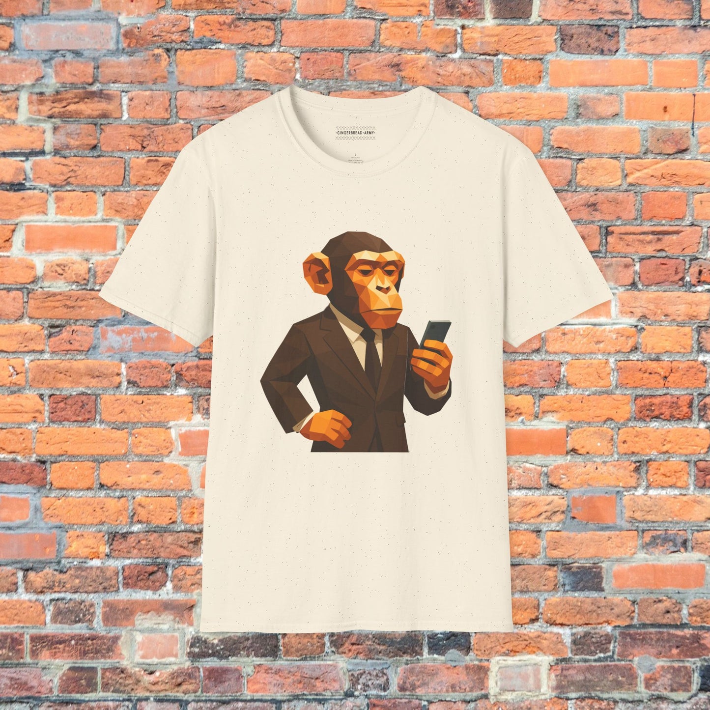 Chimp Rizz Graphic Tee | Low Poly Monkey in a Suit - Cool Modern T-Shirt for Men | Geeky Casual Wear | Unique Gift for Him | Dadcore Humor
