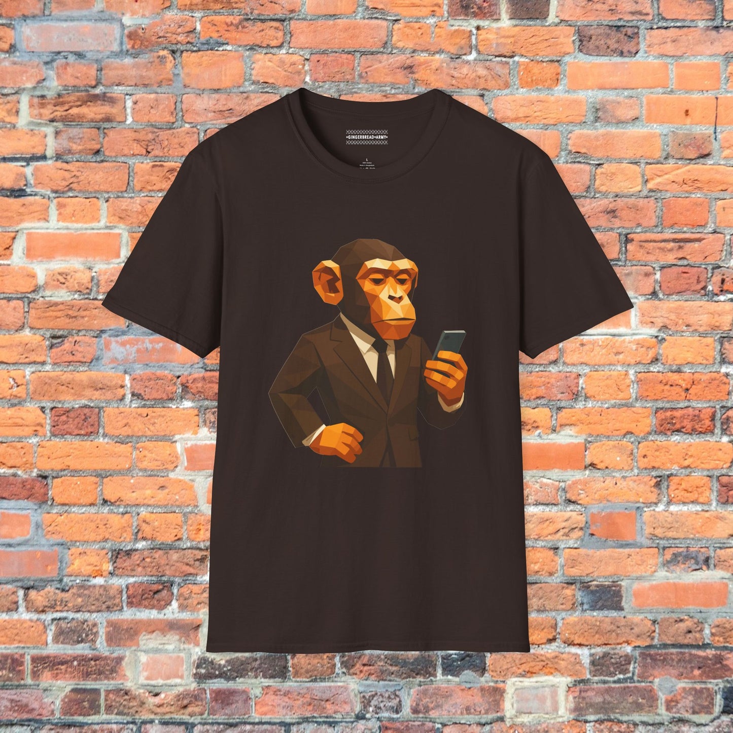 Chimp Rizz Graphic Tee | Low Poly Monkey in a Suit - Cool Modern T-Shirt for Men | Geeky Casual Wear | Unique Gift for Him | Dadcore Humor