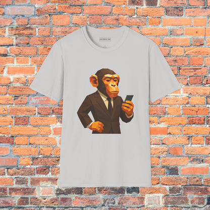 Chimp Rizz Graphic Tee | Low Poly Monkey in a Suit - Cool Modern T-Shirt for Men | Geeky Casual Wear | Unique Gift for Him | Dadcore Humor