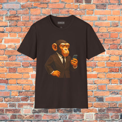 Chimp Rizz Graphic Tee | Low Poly Monkey in a Suit - Cool Modern T-Shirt for Men | Geeky Casual Wear | Unique Gift for Him | Dadcore Humor