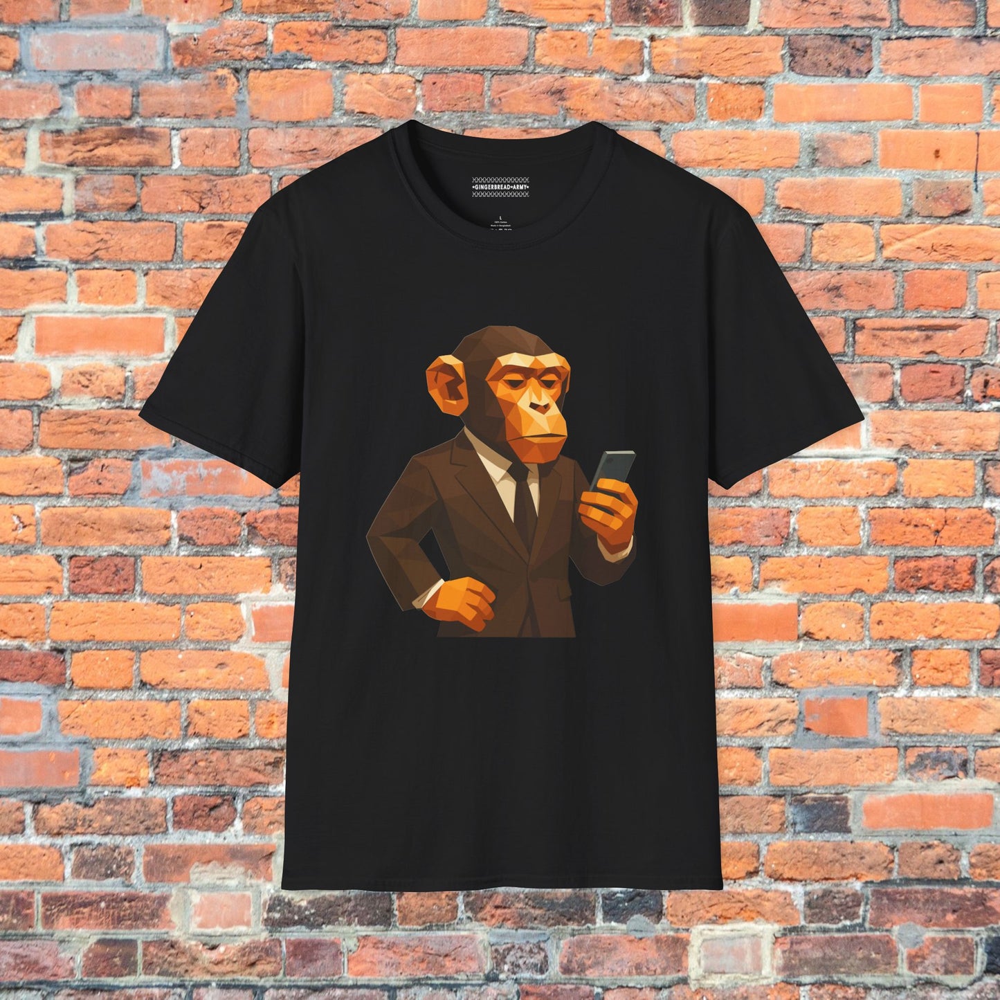 Chimp Rizz Graphic Tee | Low Poly Monkey in a Suit - Cool Modern T-Shirt for Men | Geeky Casual Wear | Unique Gift for Him | Dadcore Humor