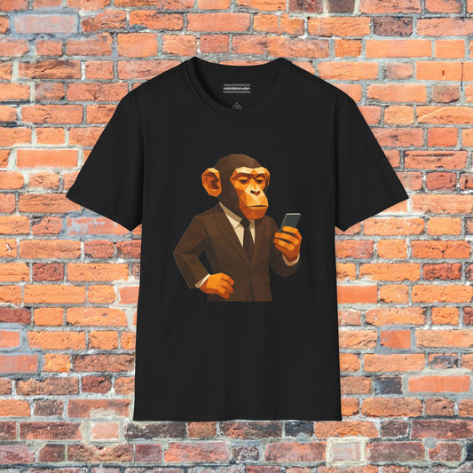 Chimp Rizz Graphic Tee | Low Poly Monkey in a Suit - Cool Modern T-Shirt for Men | Geeky Casual Wear | Unique Gift for Him | Dadcore Humor